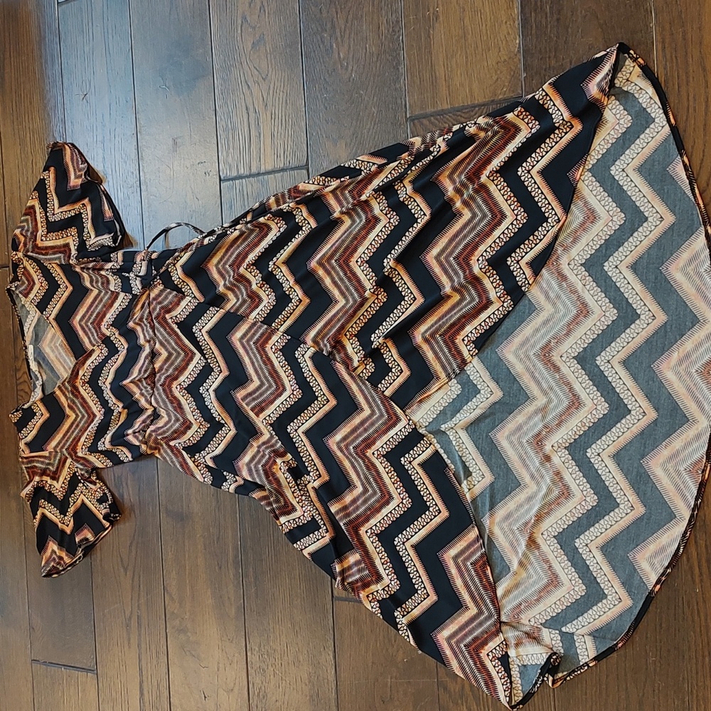 Zigzag Print High Low Wrap Maxi